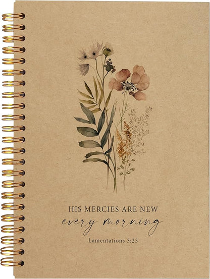 BearCake Floral Christian Notebook Journal, Christian Gifts for Women, Bible Notebooks for Note Taking, Bible Journaling Notebook, Hardcover Spiral Notebook 5.5x8.3 kraft paper