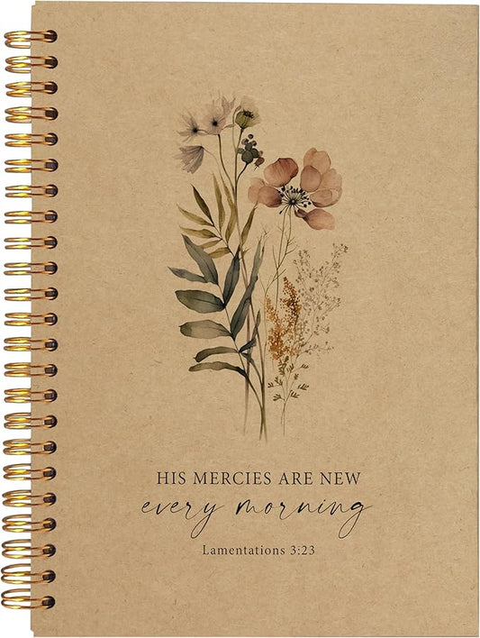 BearCake Floral Christian Notebook Journal, Christian Gifts for Women, Bible Notebooks for Note Taking, Bible Journaling Notebook, Hardcover Spiral Notebook 5.5x8.3 kraft paper