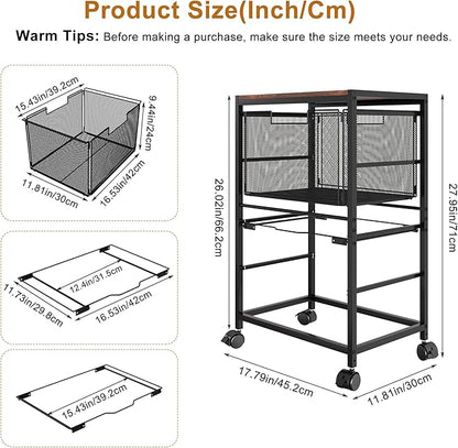 EasyPAG Rolling File Cart with Wheels Letter and Legal Size Hanging File Folder Rack Mobile File Folder Rack with Pull-Out Drawer for Home Office 1 Folder Rack and 1 Drawer, Black