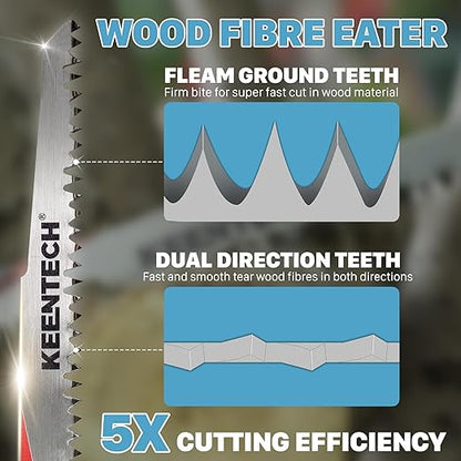 KEENTECH CR-V Sawzall Pruning Blades, 12 Inch 5TPI, with Fleam Ground Teeth for Tree Branch Root Wood, PVC Pipe Cutting, Reciprocating Saw Blade Fast Cutting for Professional, DIYer, Gardener, 5 Pack