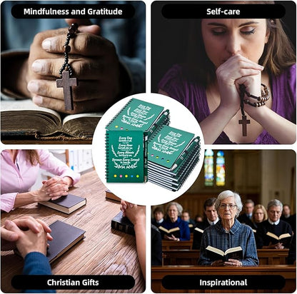 60 Pcs Bulk Christian Gifts Prayer Journal for Woman - 30 Set Religious Notepad with Christian Pen - Bible Notebook - Church Gifts for Mother's Day, Bible Study, and Family Devotions ( Green )