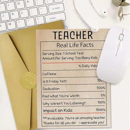 Funny Teacher Appreciation Card, 10.6x7.9 inches Teacher Thank You Card with Envelope, Teacher Gifts form Students, Teacher Appreciation Week Gifts Ideas