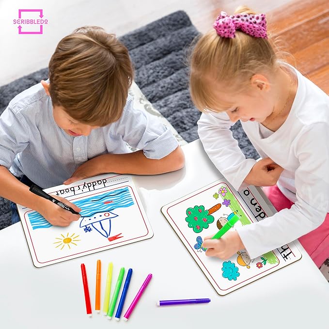 Double Sided Whiteboard 9”x12” Story Lined Dry Erase Board for Kids Writing Board Age 3-5 Practice Drawing Small White Board Teacher Elementary Grade 1 Kindergarten Preschool