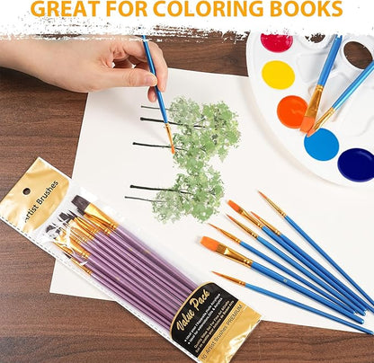 72 Pcs Painting Brush Palette Set, 60 Pcs Paint Brushes with 12 Palettes for Kids or Adults to Create Art Paint Oil Watercolor