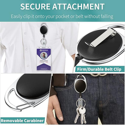 Uniclife 20 Pack Retractable Badge Reel for Badge Holder Heavy Duty Retractable Keychain Strong ABS Casing with Stainless Steel Spring Coil 24 Inch Nylon Rope Carabiner Clip and Key Ring