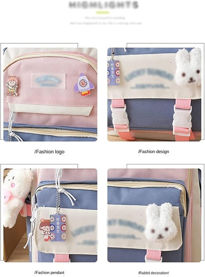Kawaii Backpack 5Pcs Set Lightweight aesthetic backpack,Teens laptop computer cute backpacks for girls (kawaii backpack,one size)
