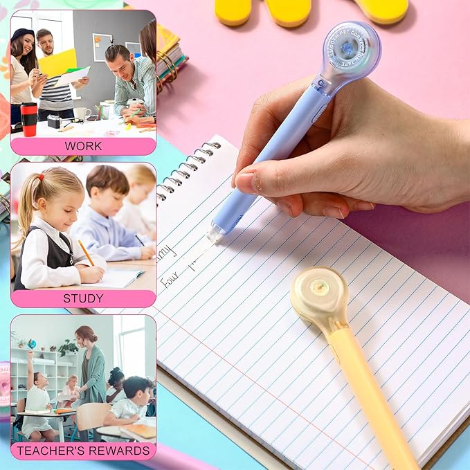 Gersoniel 10 Pack Correction Tape Pen Correctional Ink Tape Push Pull Protective, Easy to Use Applicator for School Office Supplies, 0.2 x 236 Inch(Macaron Color)