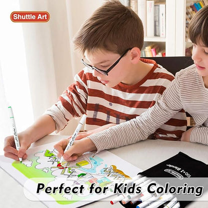 Shuttle Art 101 Colors Dual Tip Alcohol Based Art Markers,100 Colors plus 1 Blender Permanent Marker Pens Highlighters with Case Perfect for Illustration Adult Coloring Sketching and Card Making