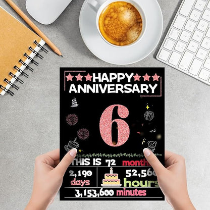 Joycard 6th Anniversary Card for Women, Wedding Card for Wife, Sweet Marriage Decorations Gifts for Couple, Perfect for Her on Anniversary Day, Back in 2019