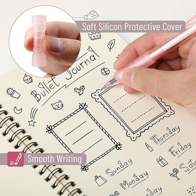 Mr. Pen- Gel Ink Pen Set, 12 pcs, Pastel Pink Barrel, Pink Pens Black Ink Gel Pens Fine Point 0.5mm, One Highlighter, Gel Ink Pens, Cute Pink Pens for Women, Cute Pens for Women, Pink Gel Pens Pink