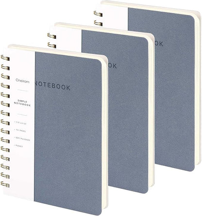 Lined Spiral Notebook College Ruled A5 Journal Book for Note Taking, 160 Pages Writing Journal for Office and Home School Supplies 5.75x8.125 inch (3pack-Reefblue)