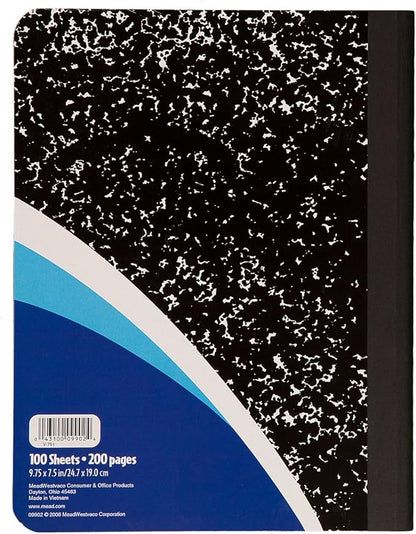 Mead Primary Composition Notebook, Wide Ruled Paper, Grades K-2 Writing Workbook, 9-3/4" x 7-1/2", 100 Sheets, Blue Marble (09902)