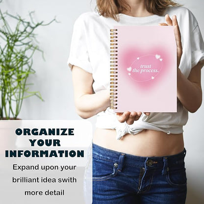 BearCake Pink Notebook,Preppy Notebook,Preppy Composition Notebook,Y2K Notebook Journal,Trust the Process,Pink Aesthetic Spiral Notebook,Hardcover 5.5x8.3