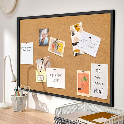 Miratino Large Bulletin Board, 36 "x 24" Cork Boards for Walls with Black Frame, Pin Display Board Vision Board for Home School Office Decor…
