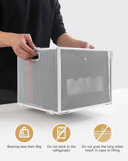 Oterri Hanging File Organizer, Metal File Organizer, Portable Desktop File Organizer for Letter Size Folder, Mesh Hanging File Crate for Office,Folders Not Included(Pure White-Large,1 Pack)