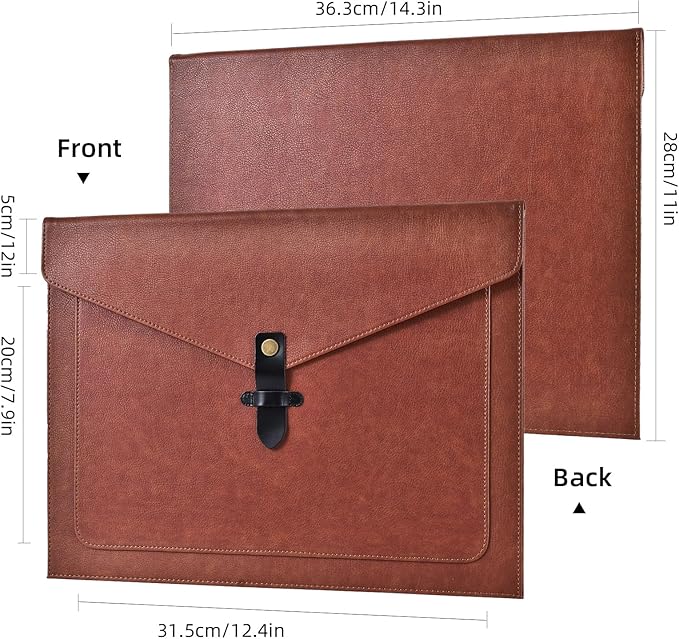 Green Leather File Folder Letter Size, File Organizer, Important Document Folders with Pockets, Document Organizer, Laptop Sleeve Notebook Case, Paper Storage, A4 Envelopes Filing Folder 3PCS