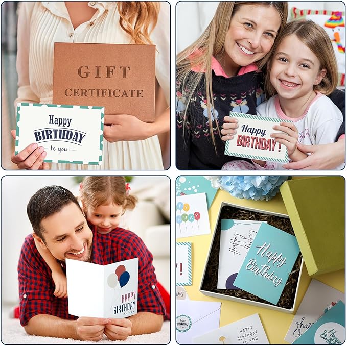 Harloon 200 Pack Happy Birthday Card Assorted Bulk with Blank Envelopes and Stickers 4 x 6 Inches Greeting Blank Happy Birthday Cards for Men Women Adults Kids, 20 Styles(Elegant Style)