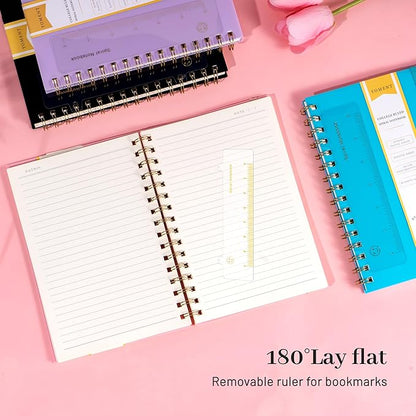 Yoment 3 Pack Spiral Notebook College Ruled A5 Spiral Bound Journal 160 Pages Thick Paper Plastic Hardcover Spiral Notebook 5x7 Wire Bound Notebooks for Note Taking School Office Supplies, 3 Color