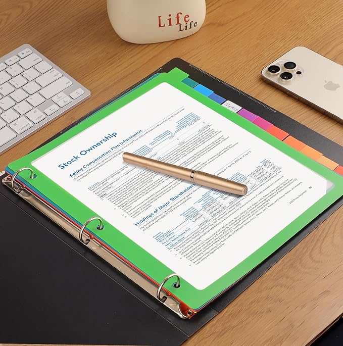 HABGP 3 Ring Binder Dividers, 12-Tab Plastic Clear Binder Dividers, Multicolor Monthly Dividers, Letter Size File Organizer 3 Hole Punch, 2 Set 24 Pcs Write On Tabs for Notebook