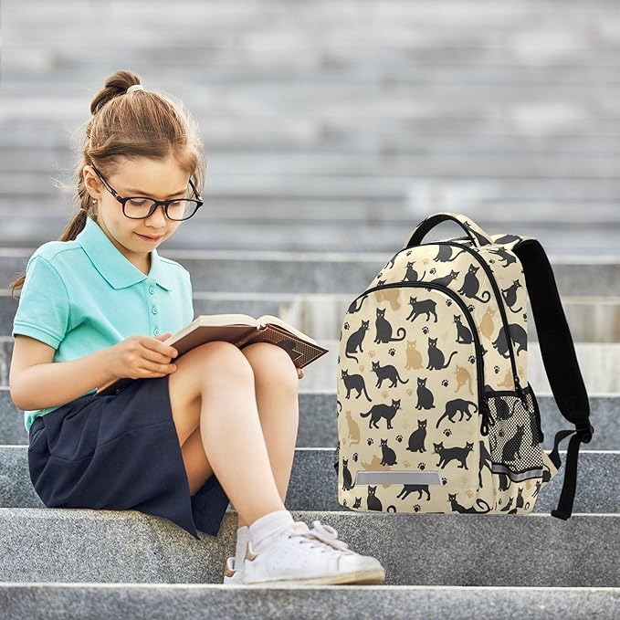 MNSRUU Laptop Backpack with Chest Strap, Cute Cat School Backpack, Travel Hiking Backpack for Boys Girls Teen Adult, Rucksack, Knapsack