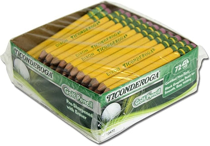 Ticonderoga Golf Pencils, #2 HB Soft, Pre-Sharpened, Yellow (13472) (Pack of 12, 864 Count Total)