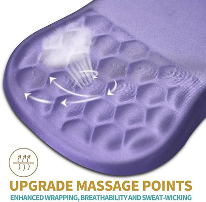 Hokafenle Ergonomic Mouse Pad Wrist Support with Massage Design, Wrist Rest Pain Relief Mousepad with Memory Foam&Non-Slip PU Base, Mouse Pads for Wireless Mouse & Desk (12x8 inch,Lavender)