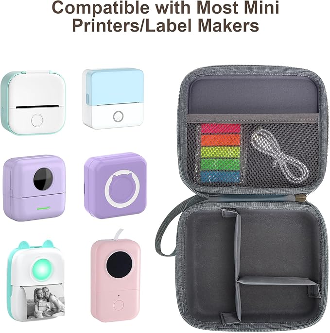 QYCHHJ Carrying Case for Phomemo T02/Memoking/HUIJUTCHEN Mini Sticker Printer, Portable Hard Travel Case for Label Maker, Thermal Printer Paper, Green