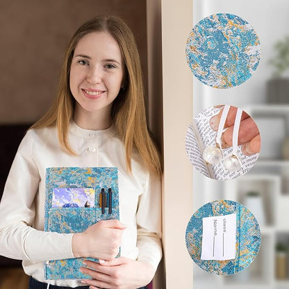 Book Covers with Cardholder - Fabric Dust Jackets for Books - Book Protector for Book Lovers - Book Covers for for Paperbacks,Hardcover,Bibles - Soft Cover Book Sleeve for AA Books