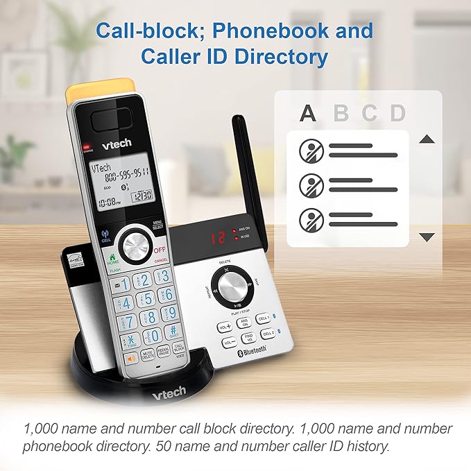 VTech IS8121-4 Super Long Range up to 2300 Feet DECT 6.0 Bluetooth 4 Handset Cordless Phone for Home with Answering Machine, Call Blocking, Connect to Cell, Intercom and Expandable to 5 Handsets