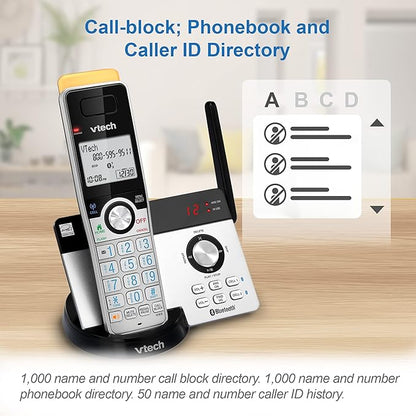 VTech IS8121-4 Super Long Range up to 2300 Feet DECT 6.0 Bluetooth 4 Handset Cordless Phone for Home with Answering Machine, Call Blocking, Connect to Cell, Intercom and Expandable to 5 Handsets