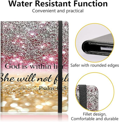 PU Leather Padfolio Folder Clipboard Portfolios Organizer Conference Document Organizer with Business Card Holder Storage Clipboard Writing Pad,Christian Bible Psalm 46-5