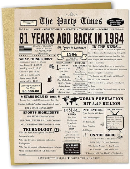 61st Birthday Card Gifts for Women Men, Retro Birthday Gifts Cards for 61 Year Old Mom Dad Husband Wife. 61 Bday Decorations Ideas