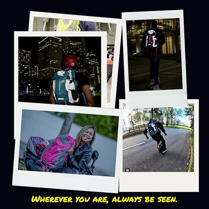 Reflective Motorcycle Backpack Lightweight, Water Resistant Casual Daypack with Laptop Pocket for Safe Commuter, Biking, and Daily Use. 35L Sport bookbag to Avoid Accidents (pink backpack)