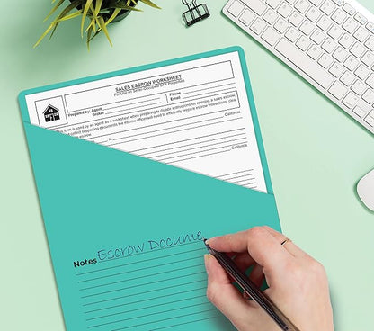 Better Office Products Lined Vertical Slash Pocket File Folders, 25 Pack, Assorted Colors, Letter Size Slash File Jacket with Notes on Front & Back, Half Pocket File Folders