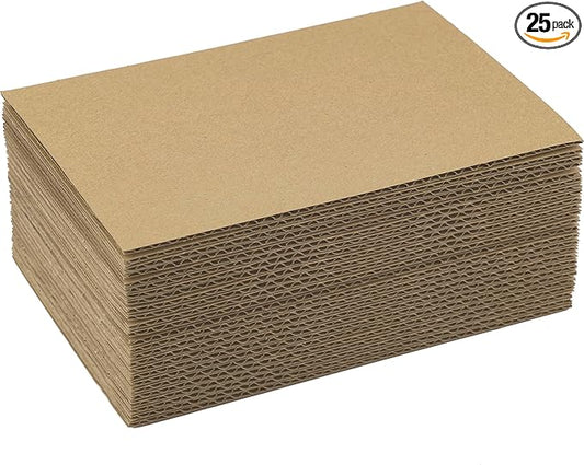 Mat Board Center, 25 pack 5x7 Brown Cardboard sheet, 1/8 inch thick, Flat Corrugated Cardboard Inserts for Packing, Shipping, Mailing, Cardboard Backing, Art Craft Card Board