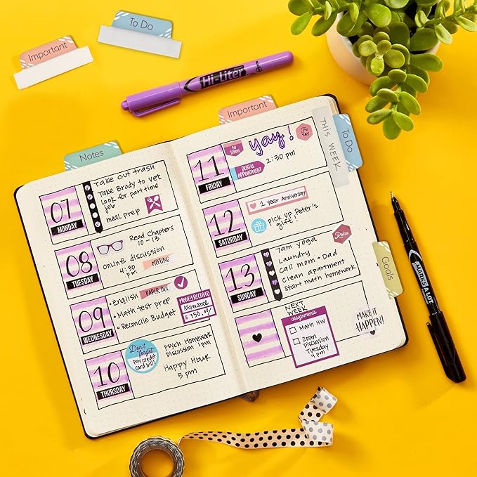 Avery Ultra Tabs Bundle, Chic Numbers 1-12 and Planner Tabs, 1" x 1.5" Mini Tabs and 2.5" x 1" Margin Tabs, 2-Side Printed, 60 Sticky Tabs (74901)