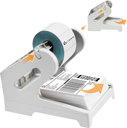 Guermok Thermal Shipping Label Holder for Rolls & Fan-Fold, Fragile Stickers for Shipping, Label Stand Desktop Printer Holder-Home Office Accessory- Sticker Dispenser for Holographic Vinyl
