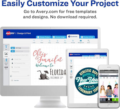 Avery Customizable Removable Wall Decals, 8.5" x 11", Tear and Water Resistant Printable Labels, 3 Blank Wall Decal Stickers (61512)