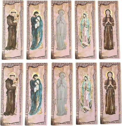 Thinkor Bible Bookmark, 10 PCS Christian Religious Gift, Vintage Background, Double-Sided Printing & Laminated (Catholic 10 PCS)