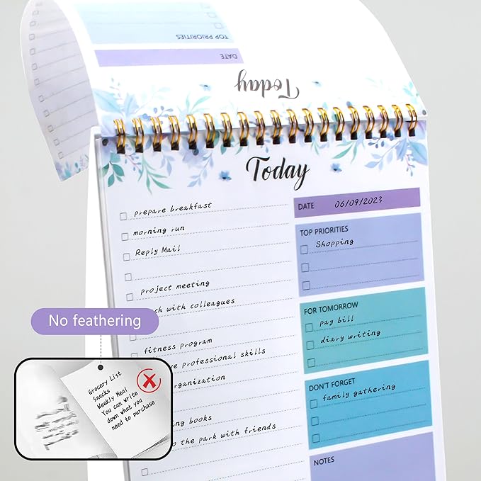 To Do List Notepad - To Do List Notebook for Work with 52 Sheets, 6.5" x 9.8" Checklist Productivity Organizer with Hourly Schedule for Task Management-Violet