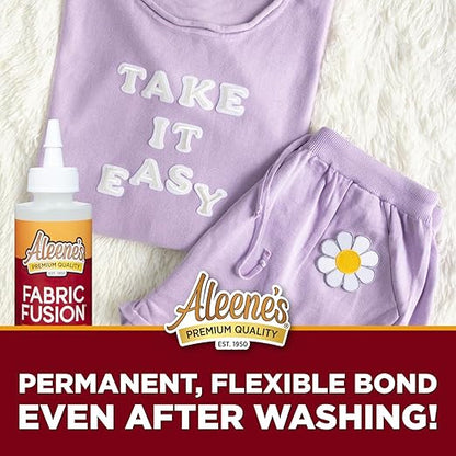 Aleene's Fabric Fusion Permanent Fabric Adhesive 4 fl. oz. Washable Fabric Glue for Clothes, Denim, Leather, Patches, Polyester, Cotton, Fabrics, Dries Flexible