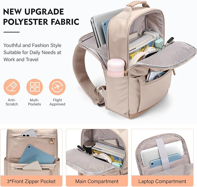 Laptop Backpack Work Bag: Fashion Travel Backpack for Women Fits 15.6 Inch Laptop Water Resistant Computer Backpack for College Teacher Nurse Business Large Capacity Casual Daypack