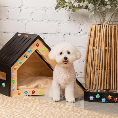 Paw Print Stickers,1" Holographic Shiny Bear Paw Print Stickers,Dog Puppy Paw Stickers Bear Paw Stickers with Perforation Line (550 PCS,Multicolor)