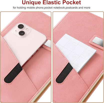 A5 Blank Journal Notebook, Refillable Hardcover Leather Sketchbook with Pocket and Magnetic Buckle, 240 Pages Thick Travel Sketchbooks for Drawing and Writing, 80gsm Unlined Journal for Men and Women