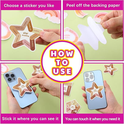 Libima 72 Pieces Anxiety Sensory Stickers Anxiety Textured Stickers Fidget Stickers Mindfulness Sticker School Counselor Supplies Adult Sensory Items Anxiety Relief, 9 Styles(Boho Color)