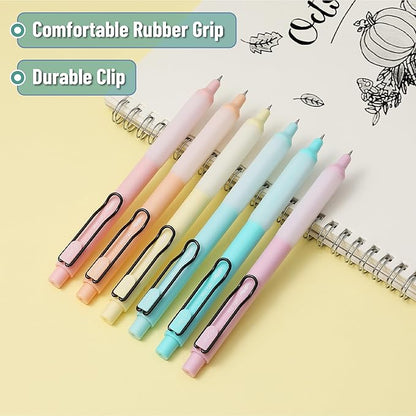 Mr. Pen- Retractable Gel Pens, 6 Pack, Black Ink Gel Pens, Pastel Barrels, Fast Dry, Gel Pens Fine Point 0.5mm, Retractable Pens, Cute Pens, Gel Ink Pens, Aesthetic Pens for Journaling Fine Tip Pens