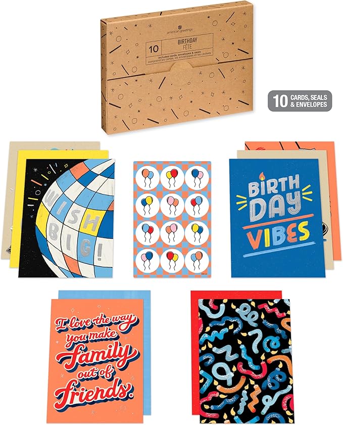 American Greetings 10-Count Birthday Card Bundle with Envelopes