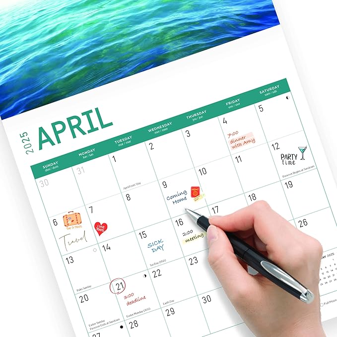2025 Islands Monthly Wall Calendar by Bright Day, Includes Over 300 Stickers, 12 x 12 Inch