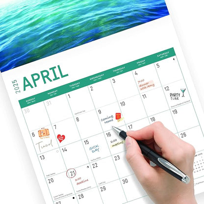 2025 Islands Monthly Wall Calendar by Bright Day, Includes Over 300 Stickers, 12 x 12 Inch