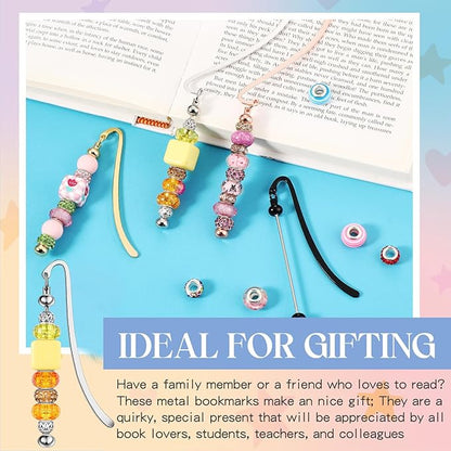 8 Pcs Beadable Bookmarks DIY Metal Blank Bar Bookmark for Beads Modern Beaded Bookmark Craft Jewelry Pendant Charm Gift for Book Lovers Student Teacher Office Supplies (Classic)